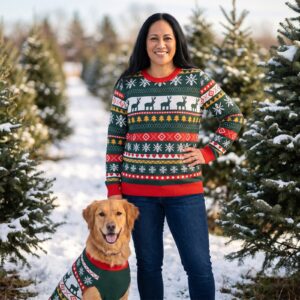 Styling photo, Reindeer Classic Matching Christmas Sweaters for Dog and Owner