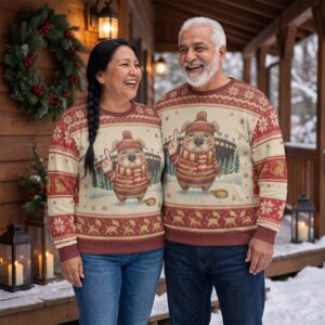 Plus size styling photo, San Francisco Fan Matching Ugly Christmas Sweaters for Couples