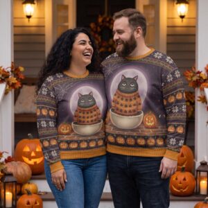 Plus size styling photo, Scaredy Cat Matching Halloween Sweatshirts for Couples