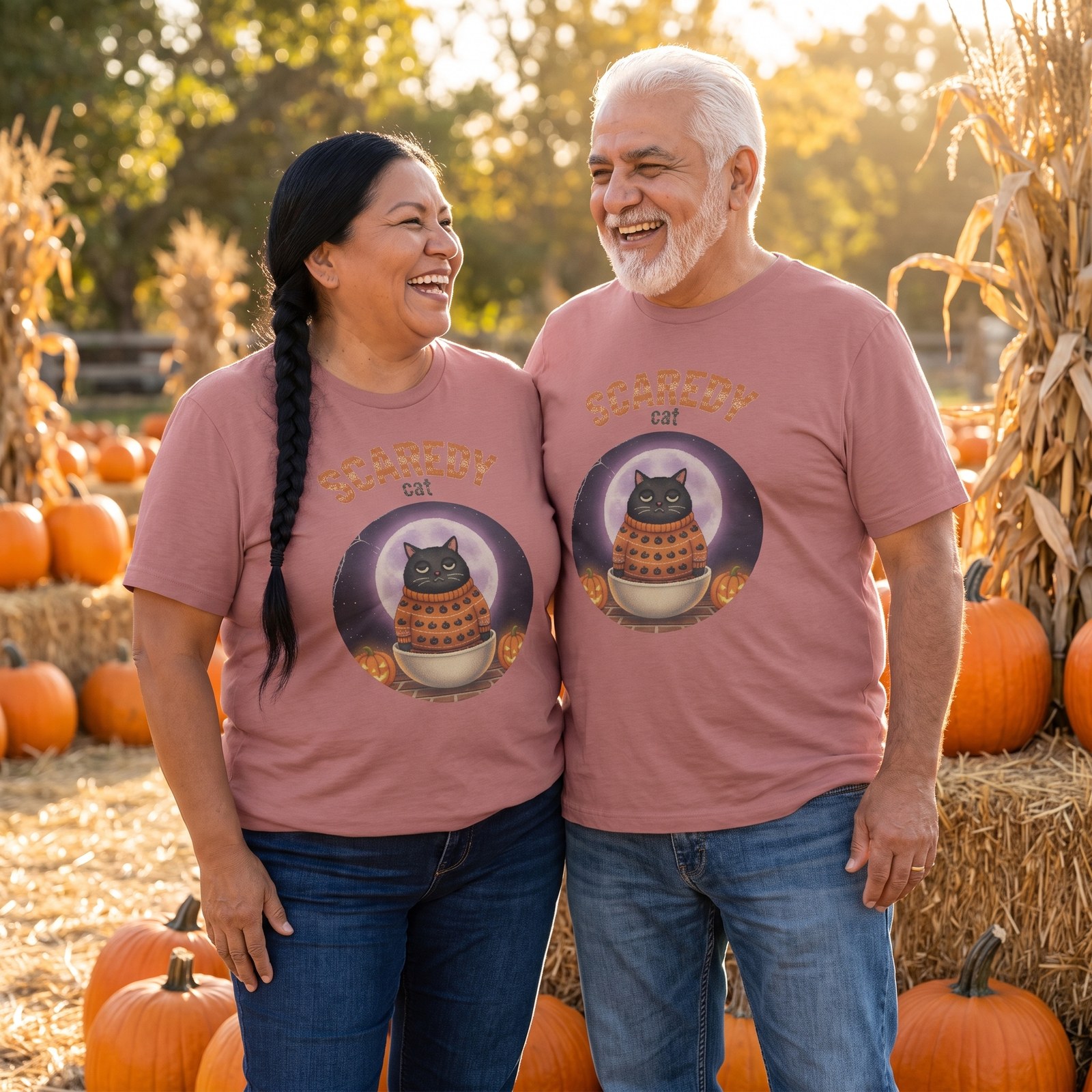 Plus size styling photo, Scaredy Cat Matching Halloween Shirts for Couples
