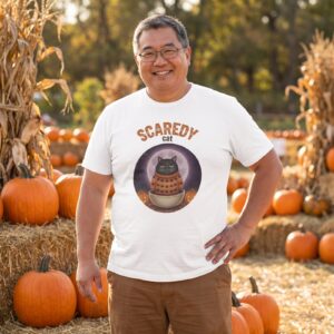 Scaredy Cat Black Cat Halloween Shirt for Women and Men