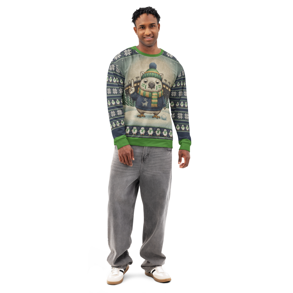 Seattle Fan ugly Christmas sweatshirt, men's front