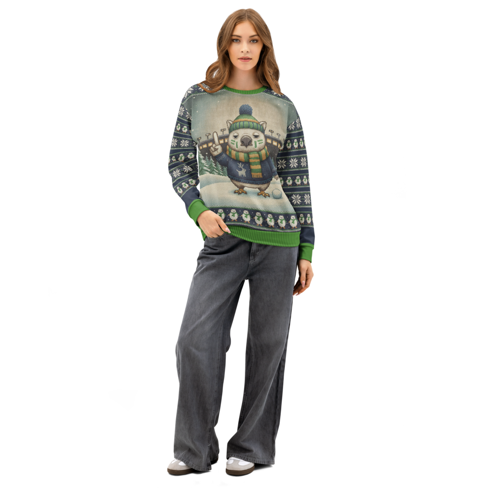 Seattle Fan ugly Christmas sweatshirt, women's front
