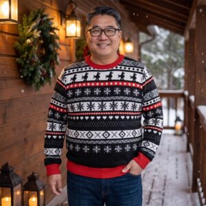 Plus size styling photo, Selbu Bird Vintage Fair Isle Christmas Sweater