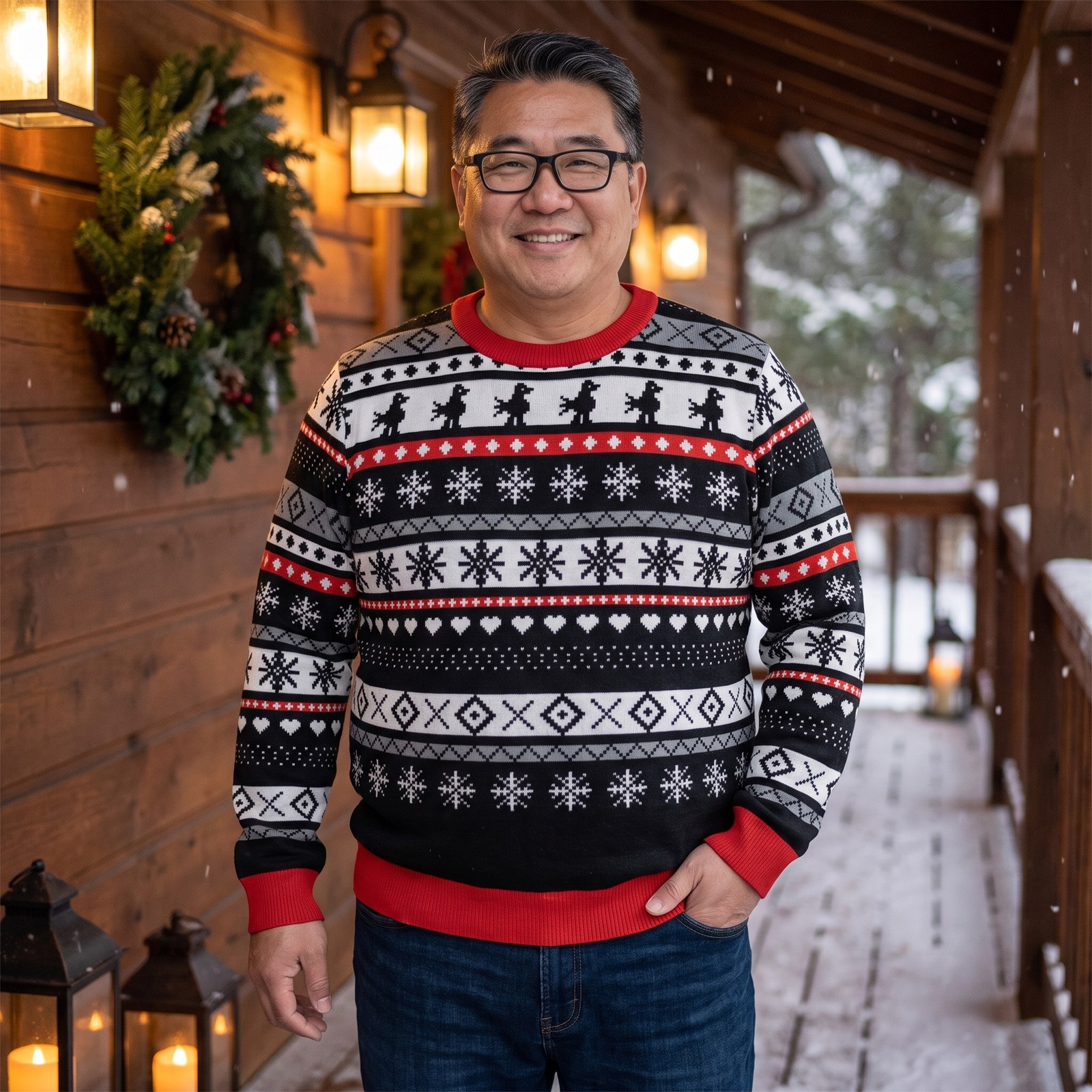 Plus size styling photo, Selbu Bird Vintage Fair Isle Christmas Sweater