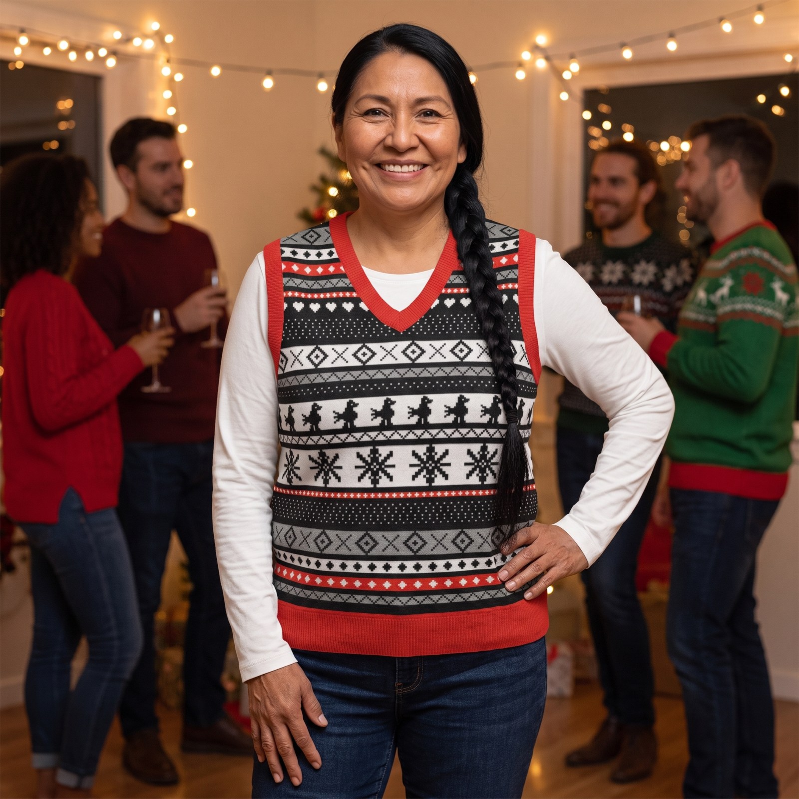 Styling photo, Selbu Bird Christmas Sweater Vest for Men and Women