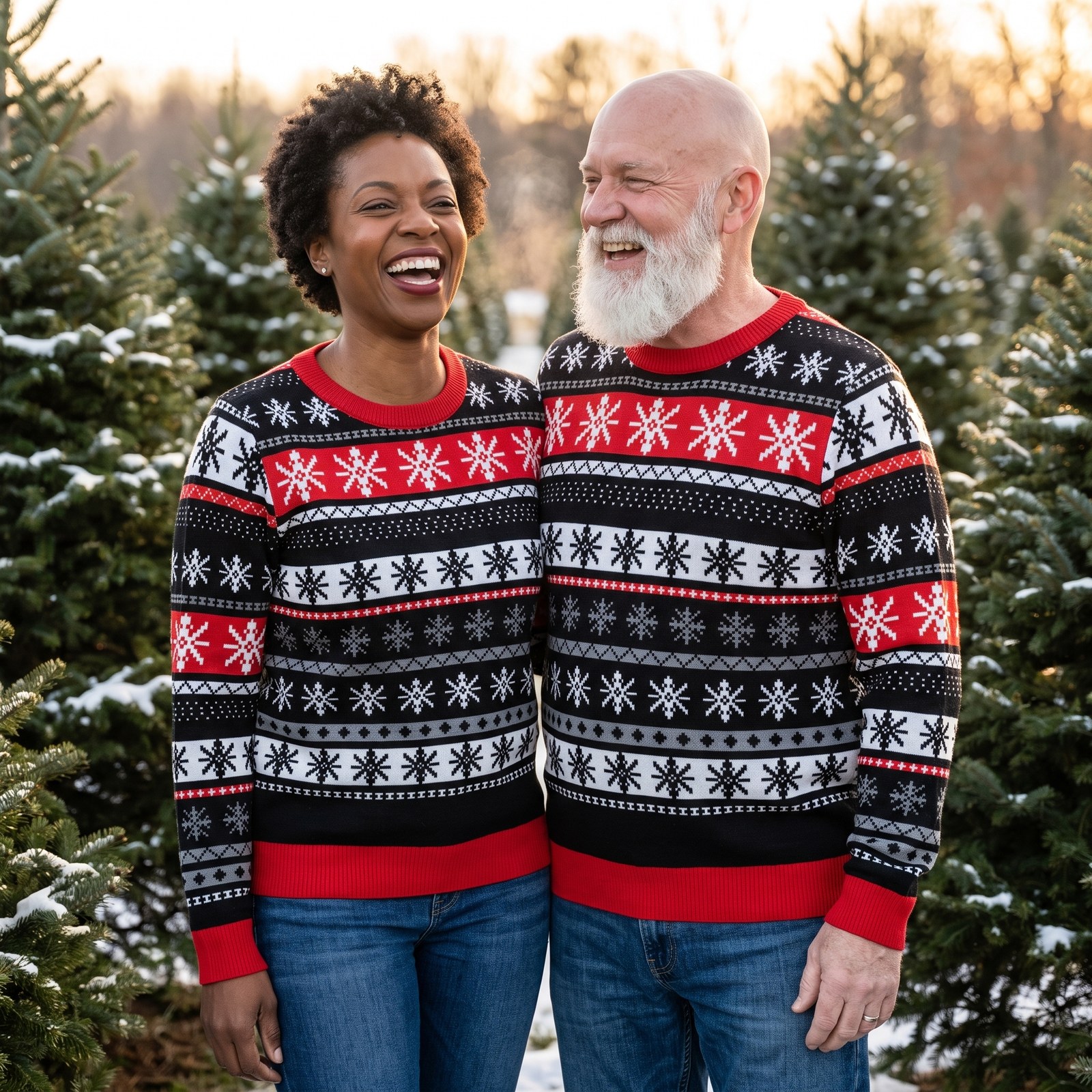 Styling photo, Selbu Stars Matching Knitted Christmas Sweaters for Couples