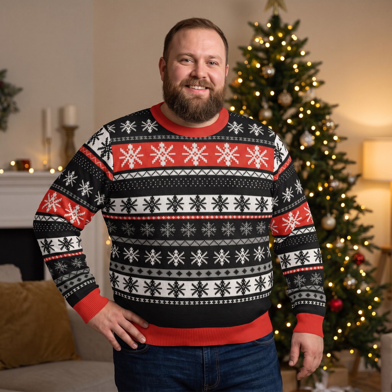 Plus size styling photo, Selbu Stars Vintage Fair Isle Christmas Sweater