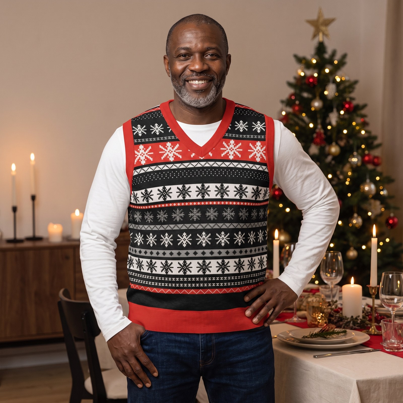 Styling photo, Selbu Stars Christmas Sweater Vest for Men and Women