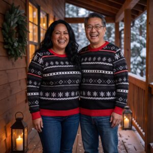 Plus size styling photo, Setesdal Matching Knitted Christmas Sweaters for Couples