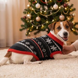 Dog wearing the Setesdal Dog Christmas Sweater