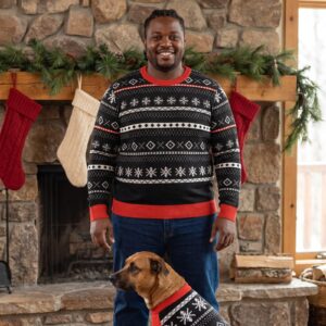 Plus size styling photo, Setesdal Matching Christmas Sweaters for Dog and Owner