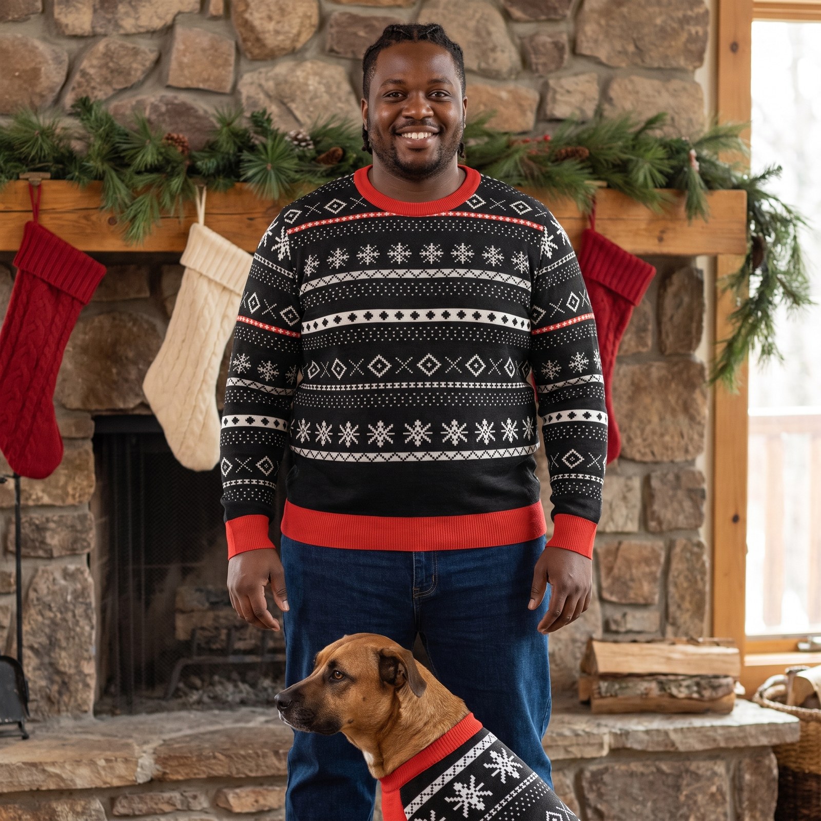Plus size styling photo, Setesdal Matching Christmas Sweaters for Dog and Owner