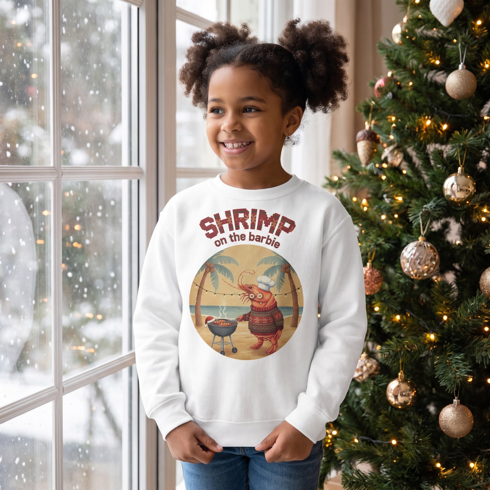 Styling photo, Shrimp on the Barbie Kids Ugly Christmas Sweater