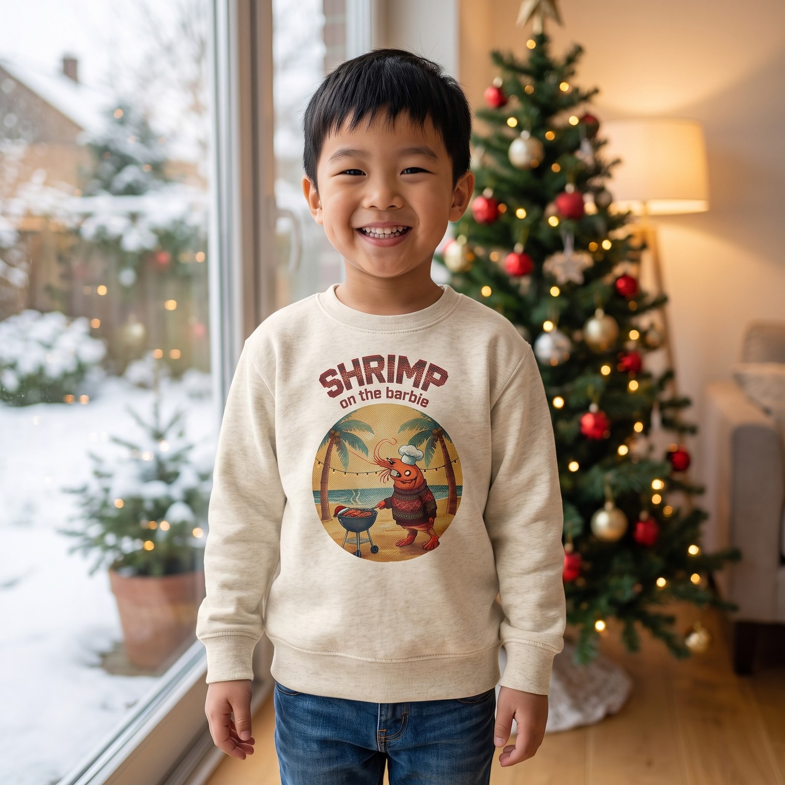 Styling photo, Shrimp on the Barbie Toddler Ugly Christmas Sweater