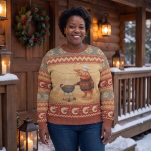 Plus size styling photo, Shrimp on the Barbie Ugly Christmas Sweater