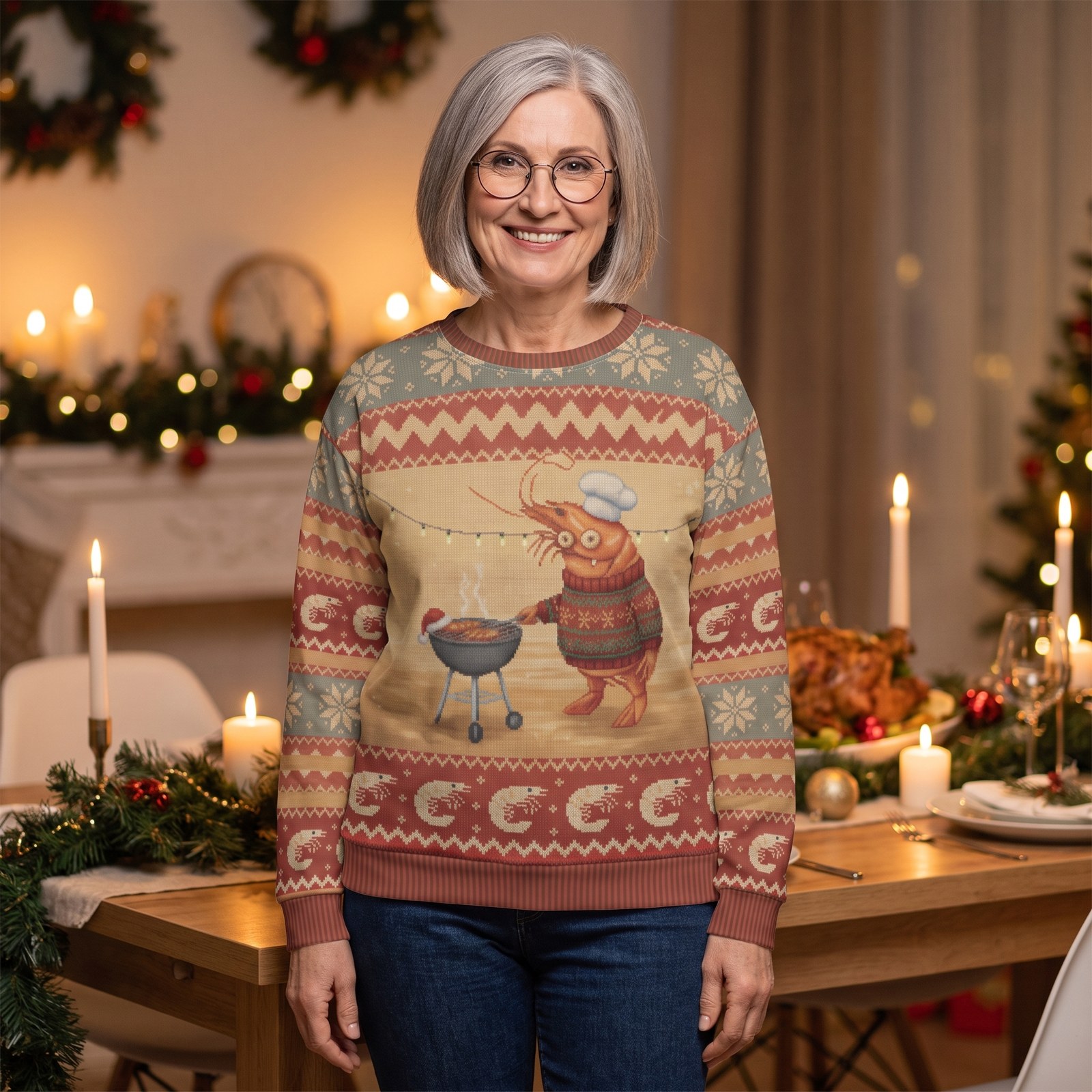 Styling photo, Shrimp on the Barbie Ugly Christmas Sweater