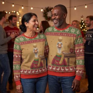Styling photo, Silly Goose Matching Ugly Christmas Sweaters for Couples