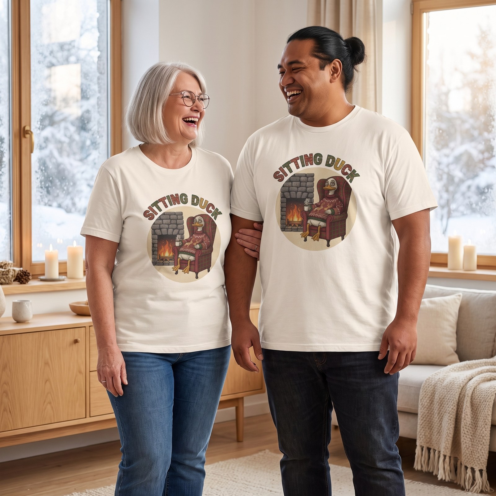 Plus size styling photo, Sitting Duck Matching Christmas Shirts for Couples