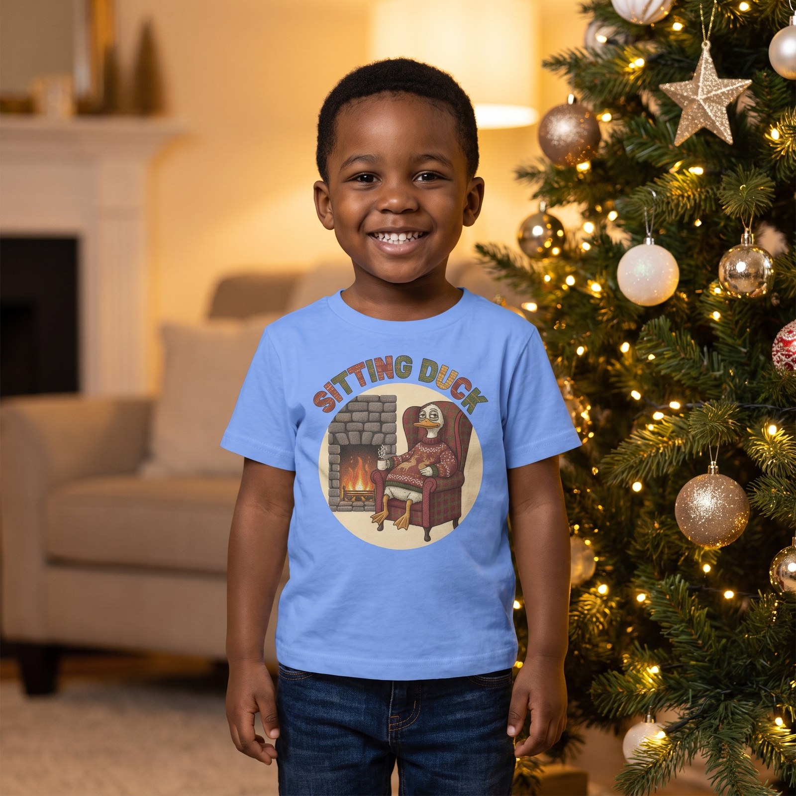 Styling photo, Sitting Duck Toddler Ugly Christmas Shirt