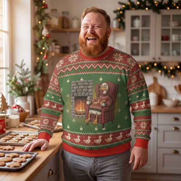 Plus size styling photo, Sitting Duck Ugly Christmas Sweater