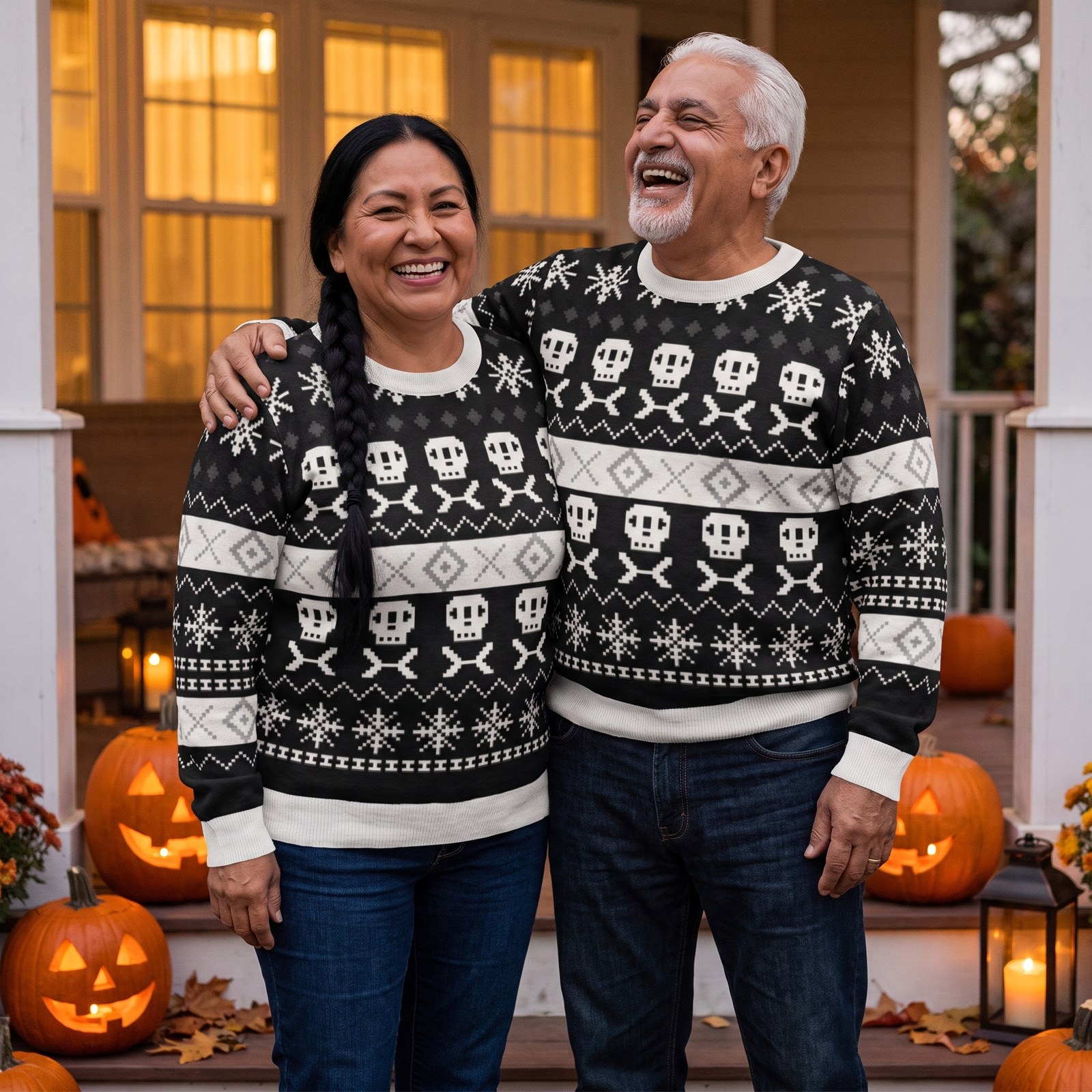 Plus size styling photo, Skeleton Halloween Couples Matching Set