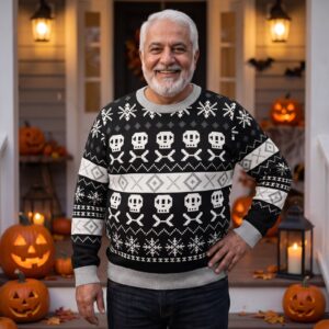 Plus size styling photo, Skeleton Halloween Sweater