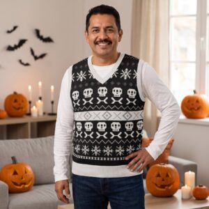 Styling photo, Skeleton Vintage Halloween Sweater Vest for Men and Women