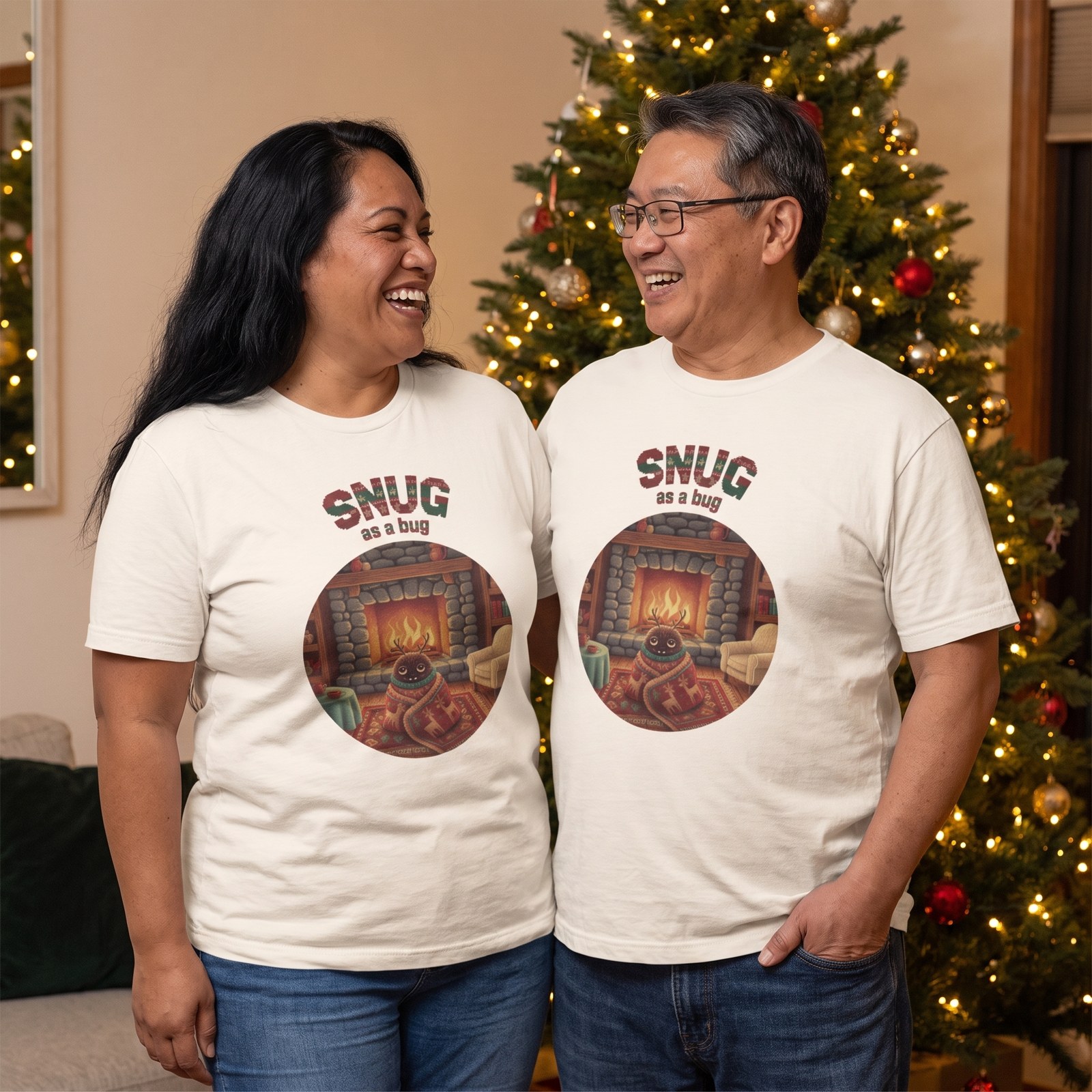 Plus size styling photo, Snug as a Bug Matching Christmas Shirts for Couples