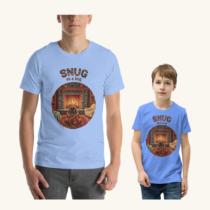 Snug as a Bug matching parent and child Christmas set, adult and child versions side by side