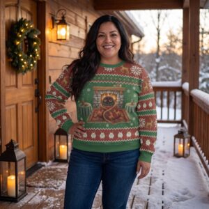 Plus size styling photo, Snug as a Bug Ugly Christmas Sweater