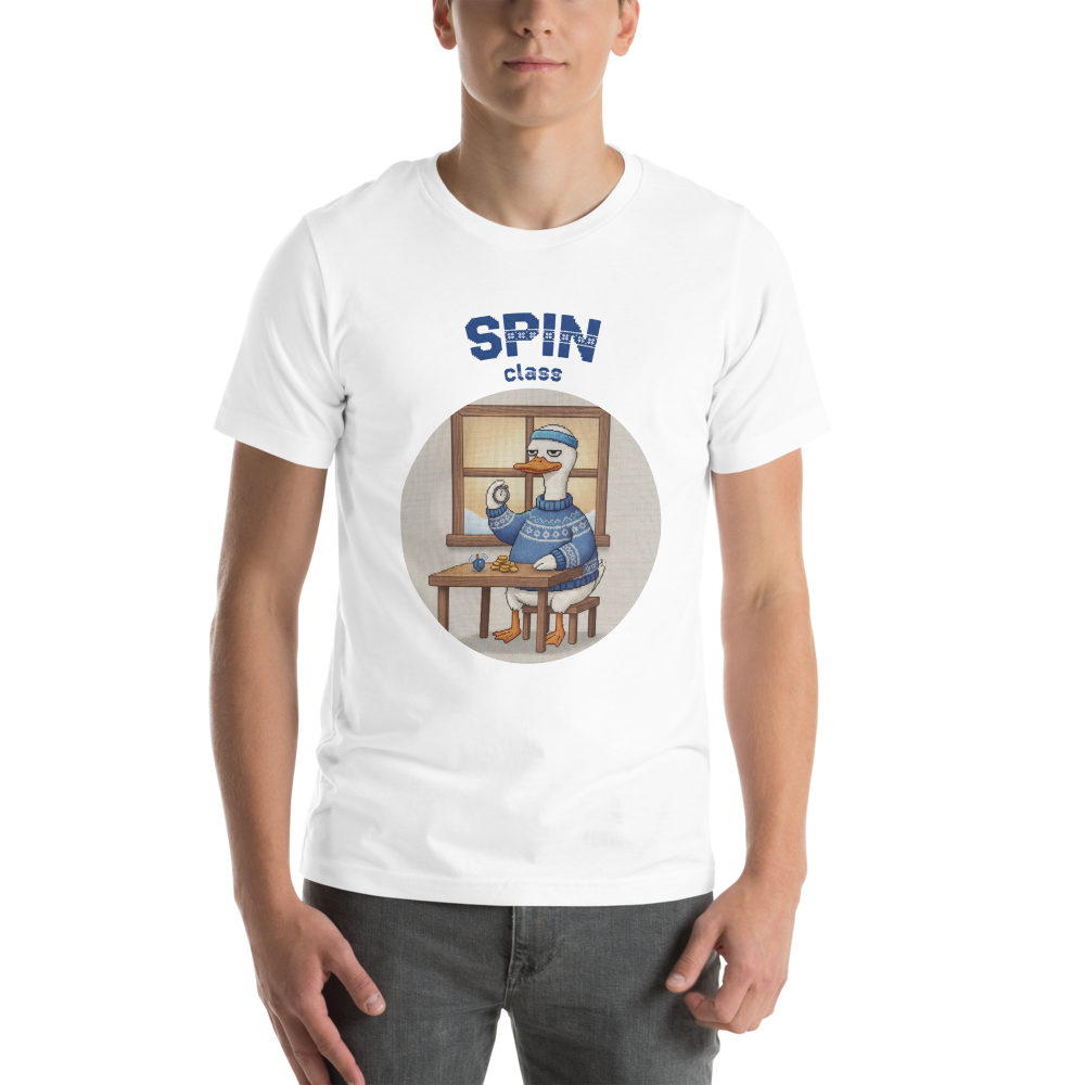 Spin Class Ugly Tee — Pure White model