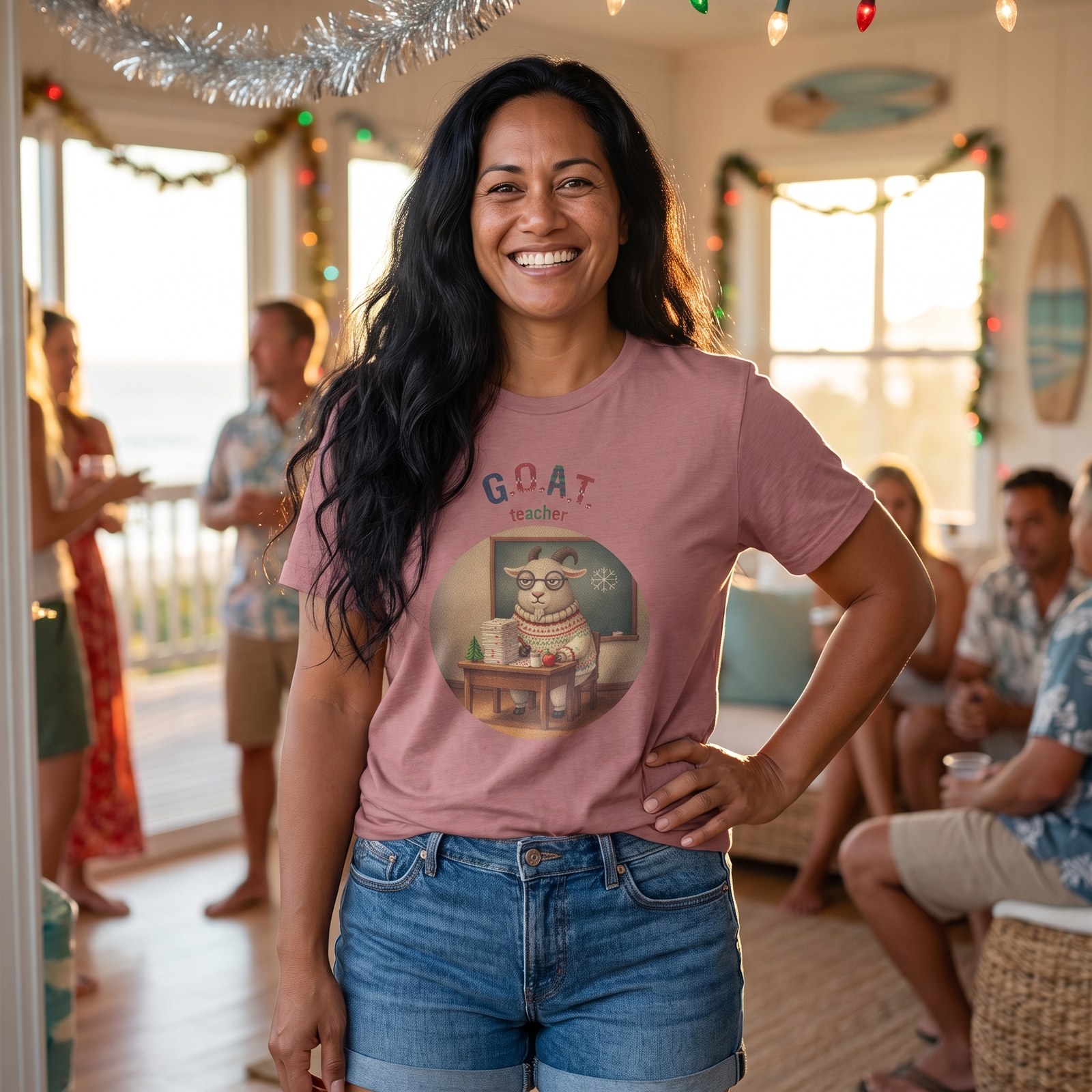 Styling photo, G.O.A.T. Teacher Ugly Christmas Shirt