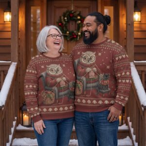 Plus size styling photo, The Giver Matching Ugly Christmas Sweaters for Couples