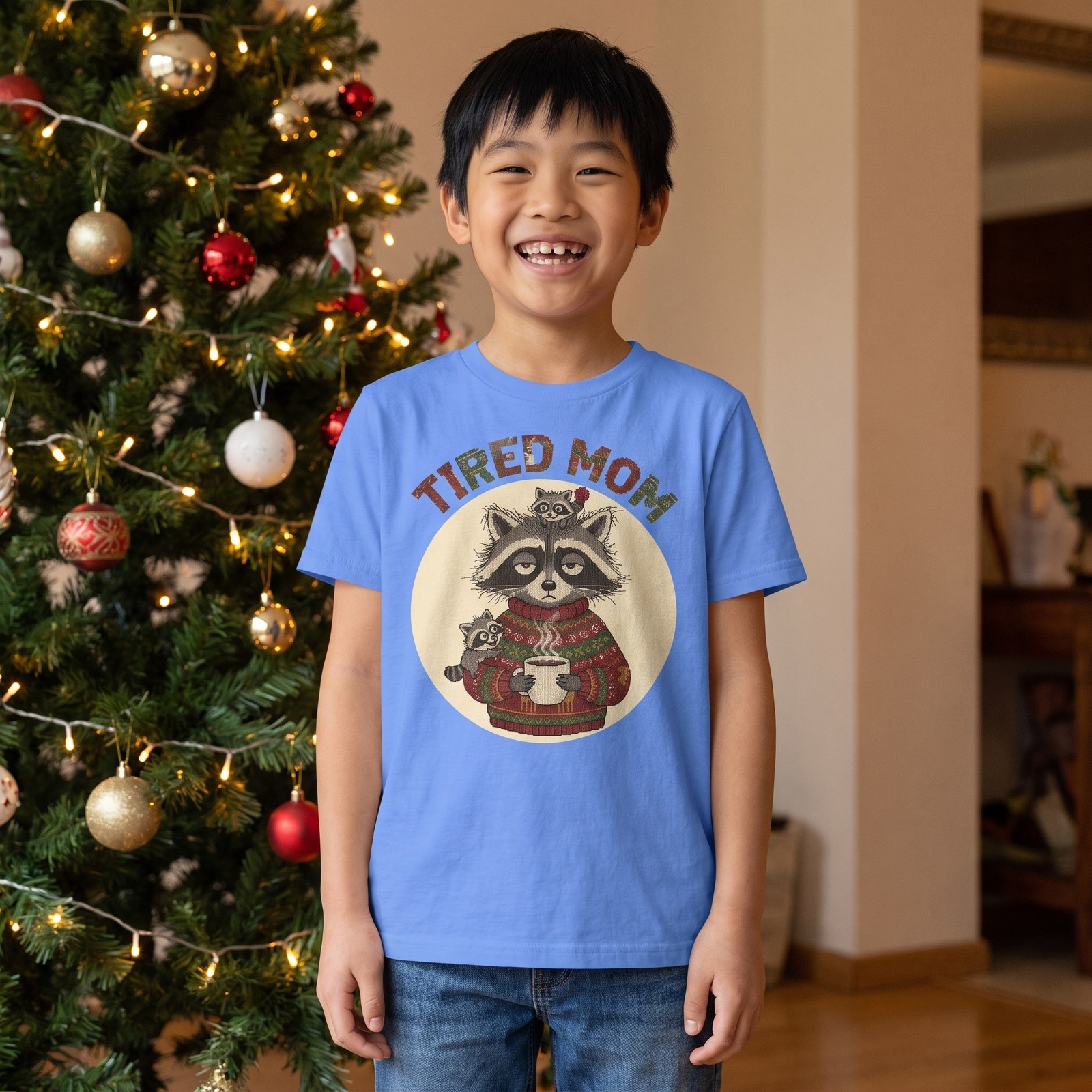 Styling photo, Tired Mom Kids Ugly Christmas Shirt
