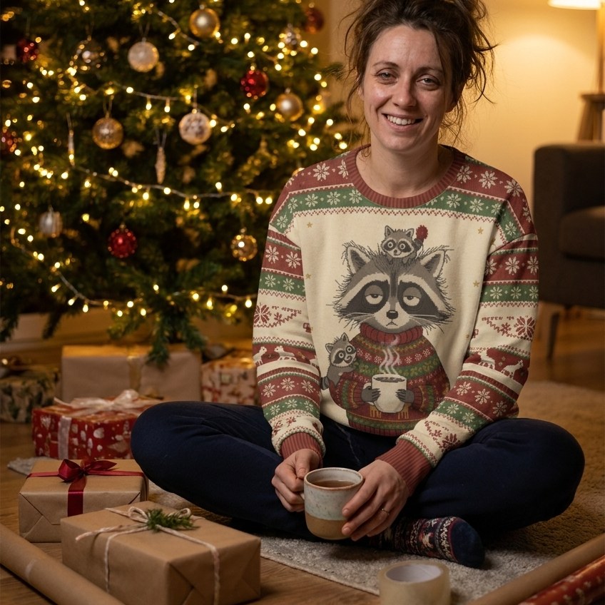 Styling photo, Tired Mom Ugly Christmas Sweater