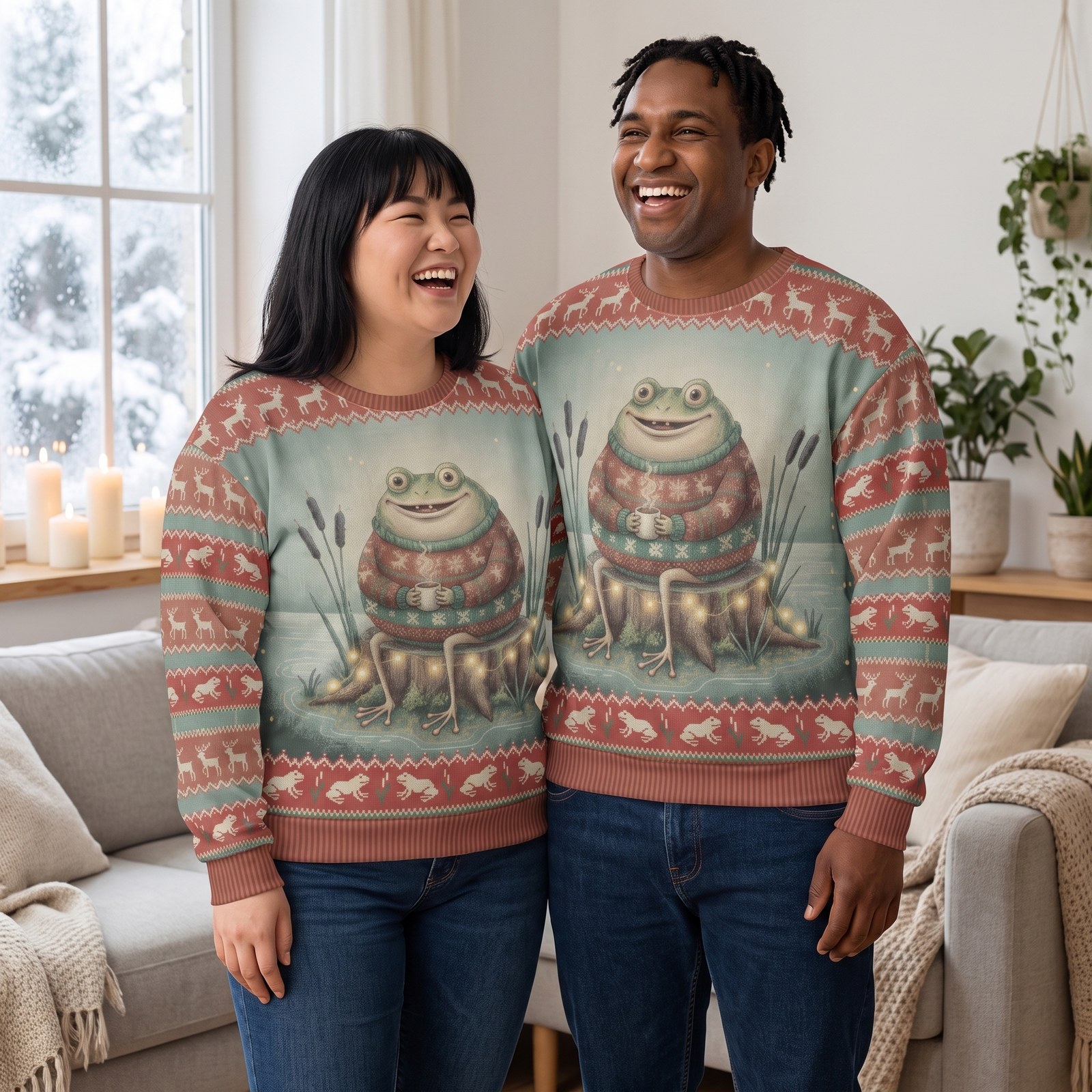Plus size styling photo, Toadally Festive Matching Ugly Christmas Sweaters for Couples