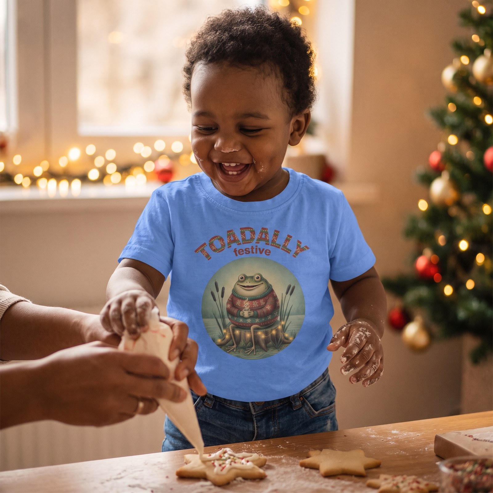 Styling photo, Toadally Festive Toddler Ugly Christmas Shirt