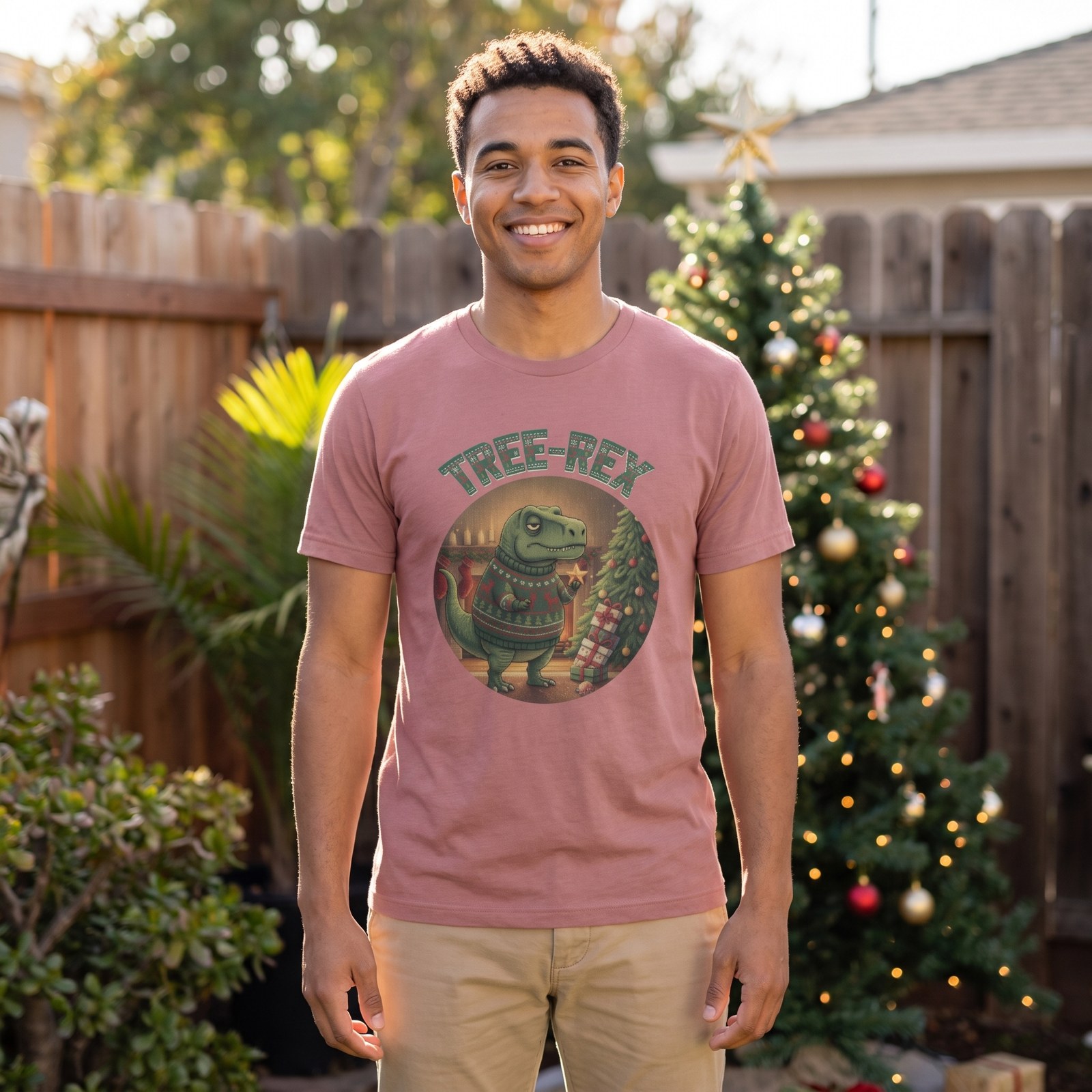 Styling photo, Tree-Rex Ugly Christmas Shirt