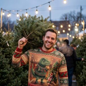 Styling photo, Tree-Rex Ugly Christmas Sweater