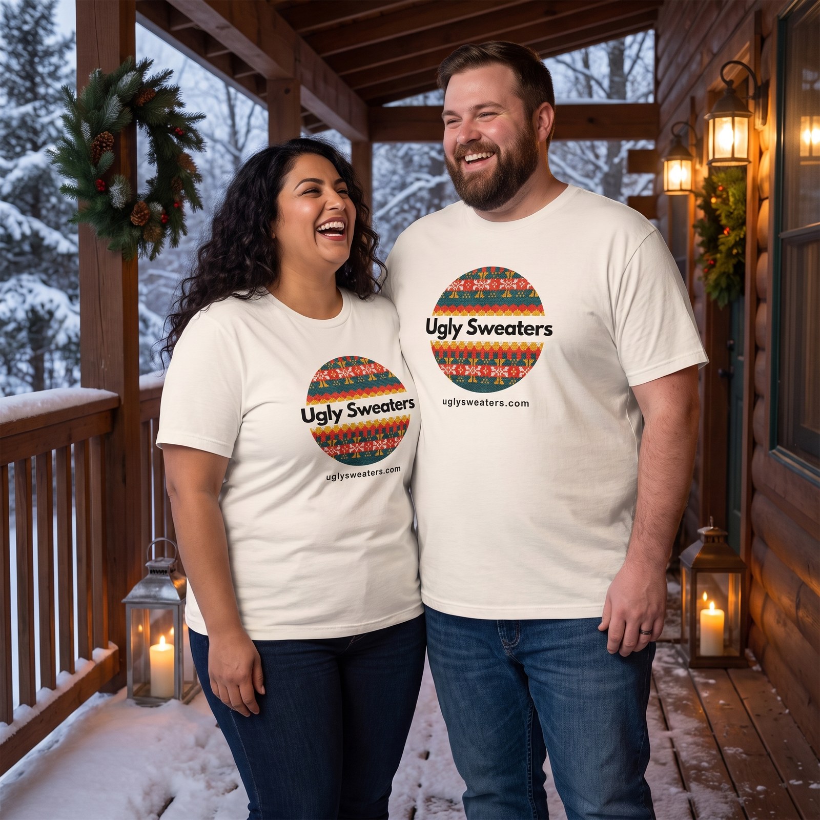 Plus size styling photo, Ugly Sweaters Logo Matching Christmas Shirts for Couples