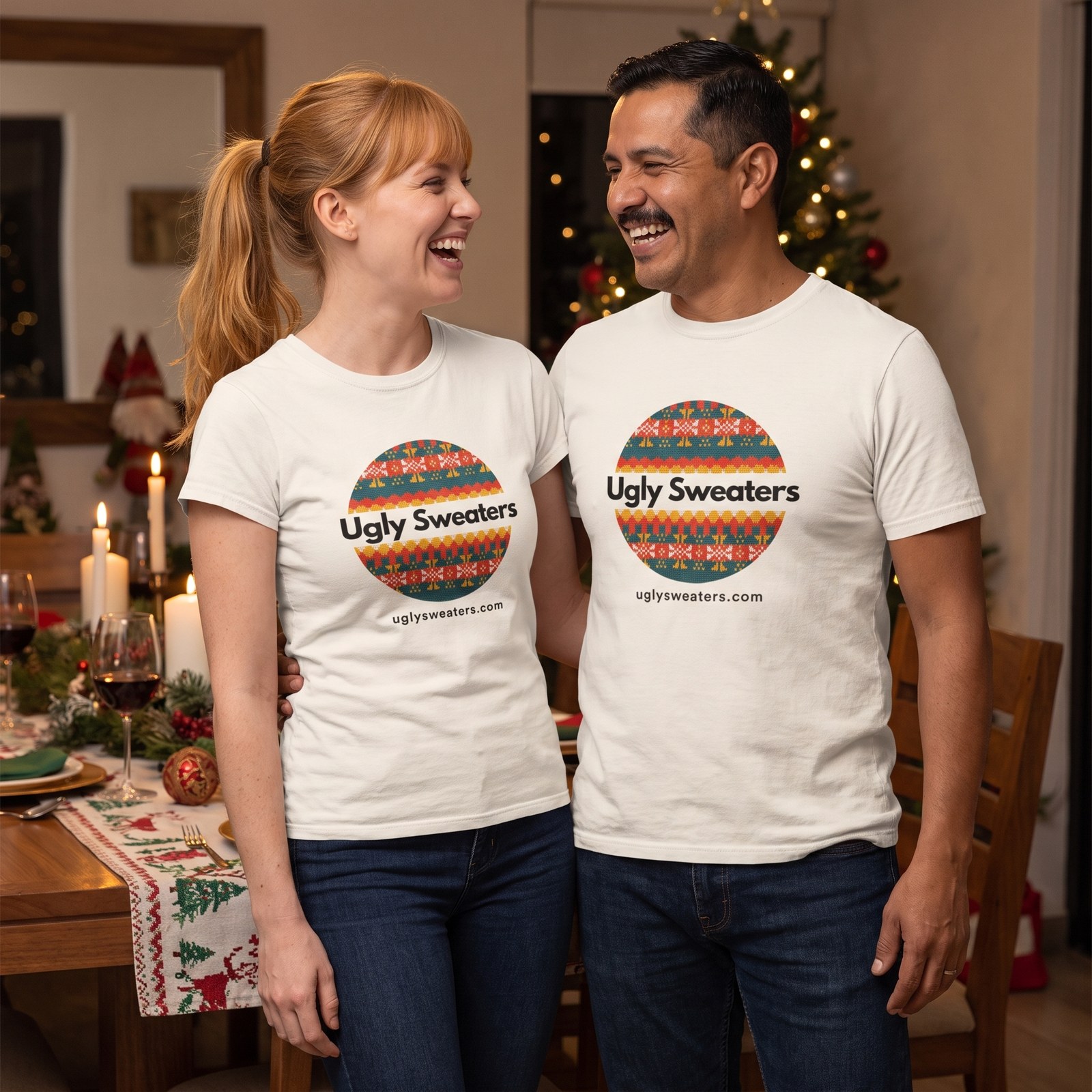 Styling photo, Ugly Sweaters Logo Matching Christmas Shirts for Couples