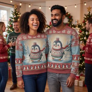 Styling photo, Waddle You Want Matching Ugly Christmas Sweaters for Couples