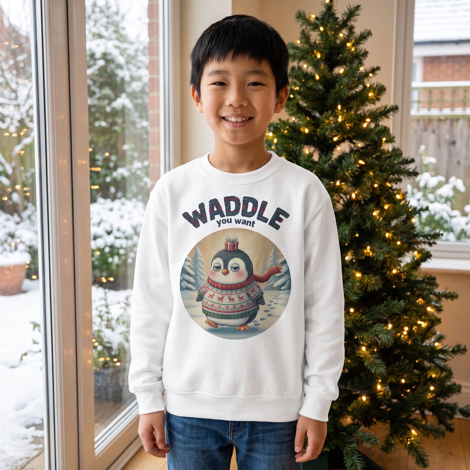 Styling photo, Waddle You Want Kids Ugly Christmas Sweater