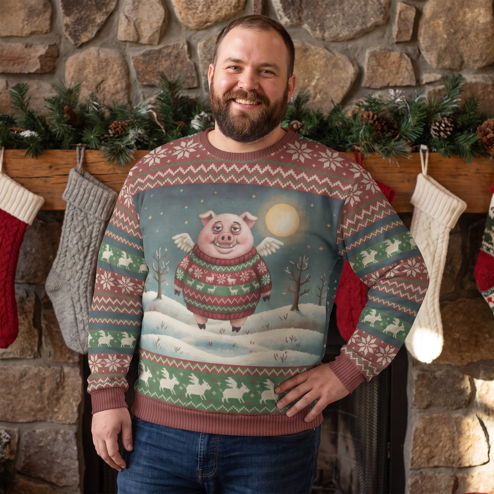 Plus size styling photo, When Pigs Fly Ugly Christmas Sweater