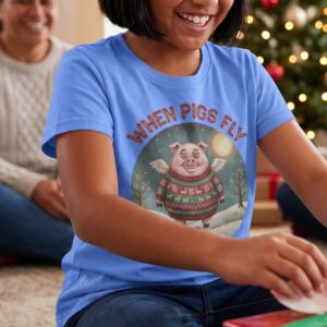When Pigs Fly Kids Ugly Christmas Shirt