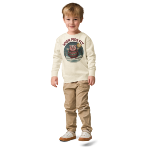 When Pigs Fly Toddler Ugly Christmas Sweater | Kids Crewneck Sweatshirt, Ages 2 to 7