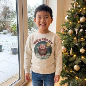 Styling photo, When Pigs Fly Toddler Ugly Christmas Sweater