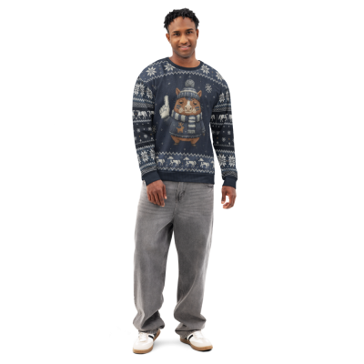 Dallas Fan Ugly Christmas Sweatshirt on male model, front