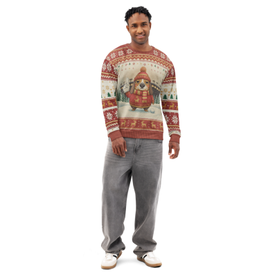 Kansas City Fan Ugly Christmas Sweatshirt on male model, front